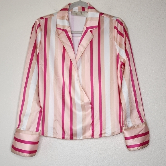 NOTES DU NORD Liv Striped Wrap Collar Blouse 36 - Picture 2 of 7